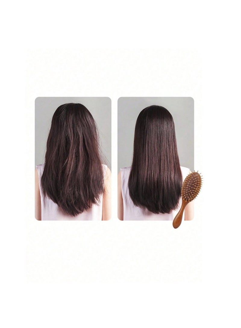 فرشاة شعر من خشب الأبنوس مع وسادة، مشط لتدليك فروة الرأس وفك تشابك الشعر للنساء، أداة شعر خشبية مضادة للكهرباء الساكنة للاستخدام المنزلي والصالون والسفر - Image 3